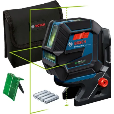 Bosch Professional Kreuzlinienlaser GCL 2-50 G | grüner Laser | 15 m | IP64 | inkl. RM 10 Halterung | Tasche