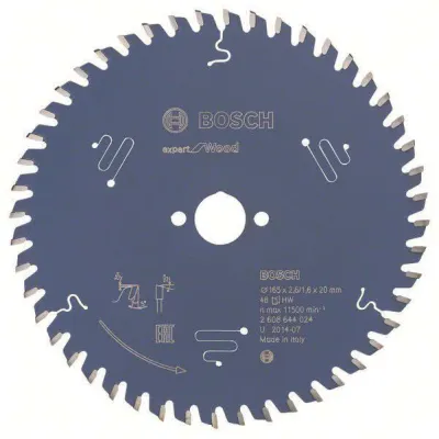 Bosch Kreissägeblatt 2608644024 | Expert for Wood | Ø 165 mm | 20 mm Bohrung | 48 Zähne | 2,6 mm Schnittbreite