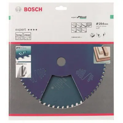 Bosch Kreissägeblatt 2608644342 | Expert for Wood | 254 mm x 30 mm | 54 Zähne | 2,6 mm Schnittbreite | für Holz | Blau