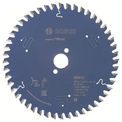 Bosch Kreissägeblatt 2608644018 | Expert for Wood | Ø160x20x2,2mm | 48 Zähne | Hartmetall | für Holz | Blau