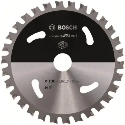 Bosch Kreissägeblatt 2608837746 | für Stahl | Ø 136 mm | 20 mm Bohrung | 30 Zähne | Carbide | Akku-Handkreissäge
