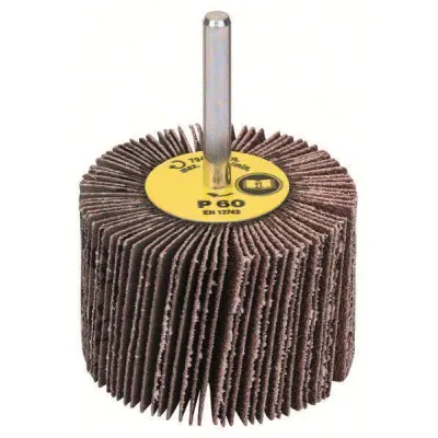 Bosch Lamellenschleifer 2609200183 | 60mm x 40mm | K60 Korund | 6mm Schaft | für Metall, Holz, Kunststoff | Grau