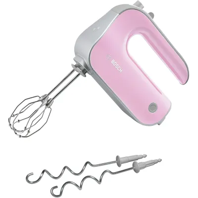 Bosch Handmixer MFQ4030K | 500W | 5 Stufen | Edelstahlbesen & Knethaken | gentle pink/silber