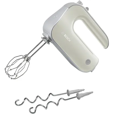 Bosch Handmixer MFQ4030L | 500W | 5 Stufen | Edelstahl-Knethaken | FineCreamer-Besen | SoftTouch | mineral grey/silber