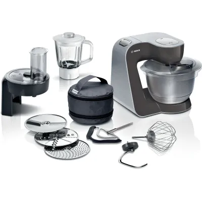 Bosch Küchenmaschine MUM58A20 | 1000W | 3,9l Edelstahlschüssel | Glasmixer | 7 Stufen | Grau/Silber