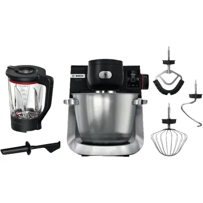 Bosch Küchenmaschine MUMS6ZS17 | Serie 6 | 1600 Watt | 5,5 L Edelstahlschüssel | Waage | 7 Stufen | Timer | Inox/Schwarz