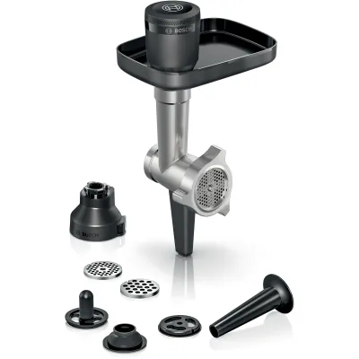 Bosch Fleischwolf MUZS6HA für Serie 6 Küchenmaschine | Hunting Adventure Set | Wurstfüller & Kebbe | schwarz/edelstahl