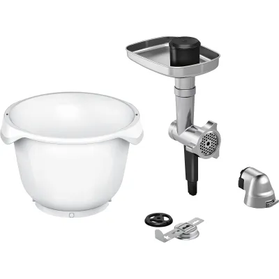 Bosch Zubehör-Set MUZ9BS1 BakingSensation | Fleischwolf & Spritzgebäckvorsatz | 5,5 l Volumen | Edelstahl | für OptiMUM