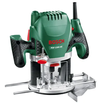 Bosch Oberfräse POF 1200 AE 060326A100 | 1200W | 230V | 11.000–28.000 U/min | 55mm Hub | Staubabsaugung | Grün