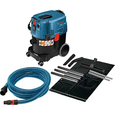 Bosch Professional GAS 35 M AFC Nass-/Trockensauger | 1380W | 35L | Staubklasse M | automatische Filterreinigung | 5m Schlauch | Blau