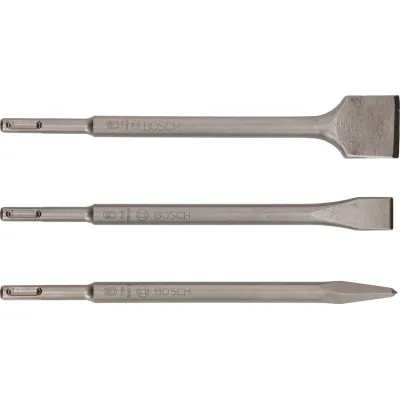 Bosch Meißel-Set 2607019457 SDS-plus 3-teilig | Spitzmeißel | Flachmeißel | Spatmeißel | 250 mm | Kunststoffbox