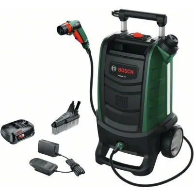 Bosch Akku-Druckreiniger Fontus Gen2 06008B6101 | 18V 2,5Ah | 20 bar | 15L Tank | 4m Schlauch | Outdoor Reinigung | Grün