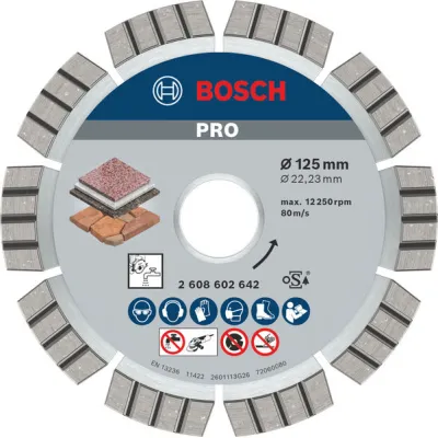 Bosch Diamanttrennscheibe 2608602642 | Ø 125 mm x 22,23 mm | Best for Stone & Beton | hohe Standzeit | Profiqualität