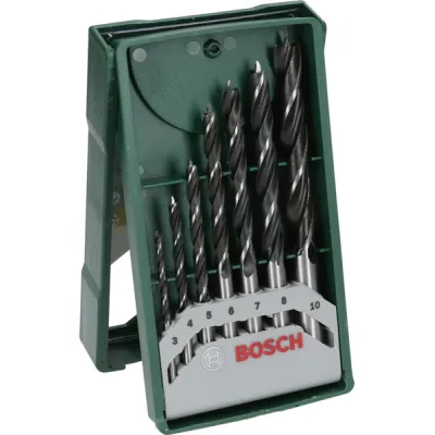 Bosch Mini-X-Line Holzbohrer-Set 2607019580 | 7-teilig | 3–10 mm Durchmesser | mit Zentrierspitze | Kunststoffbox