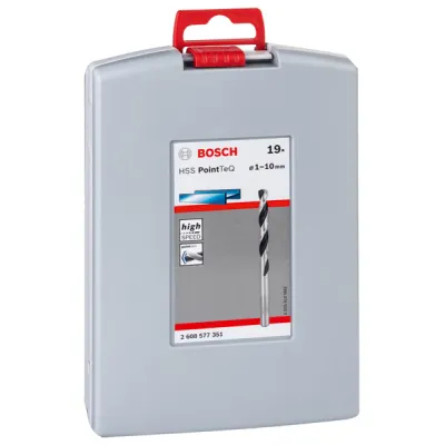 Bosch Spiralbohrer-Set 2608577351 | HSS PointTeQ | 19-tlg. | Ø 1-10 mm | Metallbohrer | DIN 338 | ProBox | Chrom
