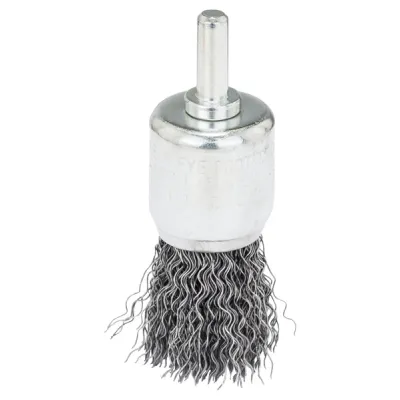 Bosch Pinselbürste 2607017125 für Bohrmaschine | gewellter Draht | 25 mm Durchmesser | Pinselkopf | Stahl Drahtbürste
