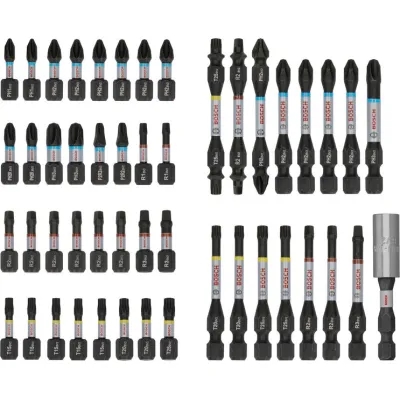 Bosch Bit-Set 2608521U88 | PRO Impact Schrauberbits 48-tlg. | Magnethalter | PH/TX/Innenvierkant | robust