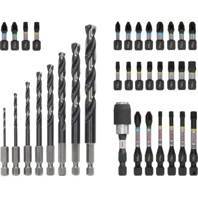 Bosch Schrauberbit- & Metallbohrer-Set 2608521U80 | PRO Impact Mixed Set 35-tlg. | 26 Bits & 8 HSS-Bohrer | Koffer