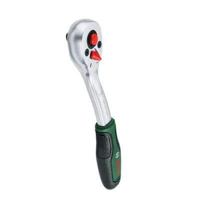 Bosch Ratsche 1/4 Zoll 1600A032VA | Feinverzahnt 72 Zähne | 93 Nm Drehmoment | ergonomischer Softgrip | 150 mm | Grün