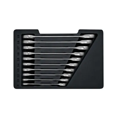 Bosch Professional Ringmaulratschenschlüssel-Set 1600A02AU0 | 10-teilig | 8-19 mm | Chrom-Vanadium-Stahl | Satin | Blau