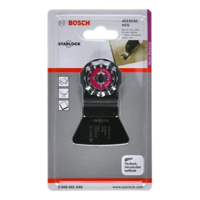 Bosch Schaber starr ATZ 52 SC 2608661646 | HCS 52x26mm | für Mörtel, Fliesenkleber, Betonreste | Multitool Zubehör