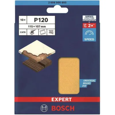 Bosch Schleifblatt C470 2608900893 | Schleifpapier K120 | 115x107 mm | 6 Löcher | Klett | Holz & Farbe | 10 Stück