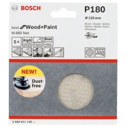 Bosch Schleifblatt M480 Best for Wood & Paint NET 125 mm, 180 5er-Pack
