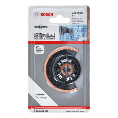 Bosch Segmentsägeblatt ACZ 70 RT5 | 70mm | Hartmetall | Körnung 50 | Fugenfräse für Fliesen & GFK