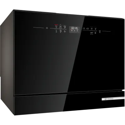 Bosch Kompakt-Geschirrspüler SKS6ITB00E | Serie 6 | 6 Maßgedecke | 55 cm | Schwarz Glas | 49 dB | Energieklasse E