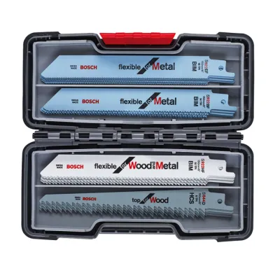 Bosch Säbelsägeblatt-Set 2607010902 | 20-teilig | Tough Box | für Holz & Metall | Universalschaft | Weiß/Blau