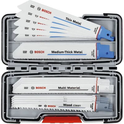 Bosch Säbelsägeblatt-Set 2607010902 | 20-teilig | Tough Box | für Holz & Metall | Universalschaft | Weiß/Blau