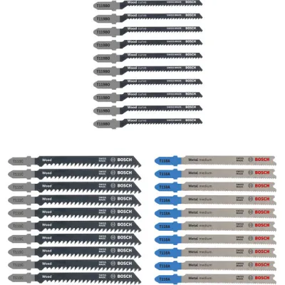 Bosch Professional Stichsägeblatt-Set 2607010903 | 30-teilig | Holz & Metall | Tough Box | T119BO T111C T118A | Grau