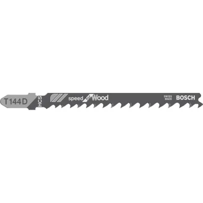 Bosch Stichsägeblätter T 144 D 2608630040 | Speed for Wood | 5 Stück | 100 mm HCS | für Holz | grobe Schnitte | blau