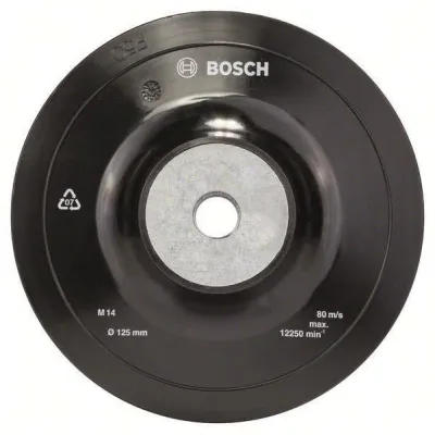 Bosch Stützteller 1608601033 | Schleifteller für Winkelschleifer M14 | Ø 125 mm weich | Gummi schwarz