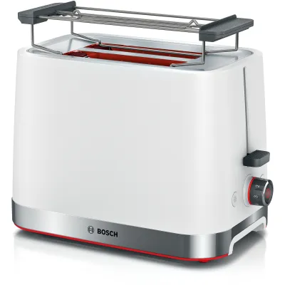 Bosch Toaster 2-Scheiben TAT4M221 | 950W | Auftau- & Aufwärmfunktion | Brötchenaufsatz | Krümelschublade | weiß
