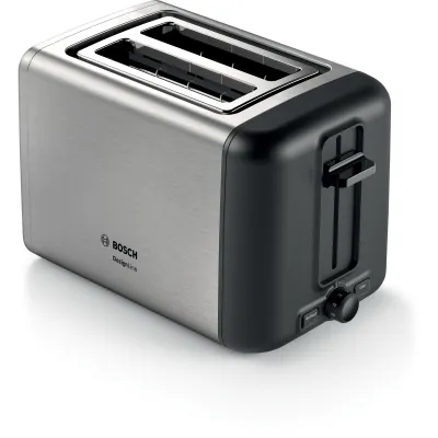 Bosch Toaster 2-Scheiben TAT3P420DE | Edelstahl/Schwarz | Brötchenaufsatz | Auftaufunktion | High-Lift | 970 Watt