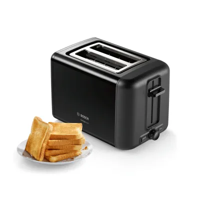 Bosch Toaster 2-Scheiben | Brötchenaufsatz | Auftaufunktion | High-Lift | 970W | schwarz
