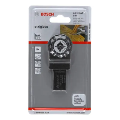 Bosch Tauchsägeblatt 2608661628 AIZ 20 AB | 5 Stück | Starlock | BIM für Holz & Metall | 20 mm x 30 mm | silber