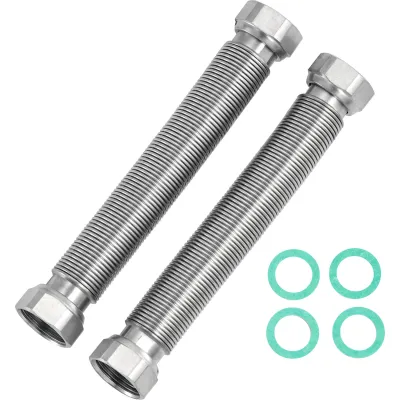 Bosch Installationspaket INPA200-400 | Edelstahlwellrohrschläuche 2x 200-400mm | Zubehör Wärmepumpe | 4 Dichtungen