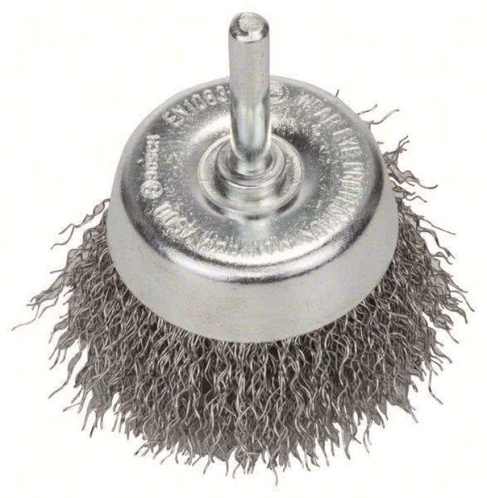 Bosch Topfbürste gewellter Draht 60 mm Schaft 6mm 2608622118"rostfrei&quot