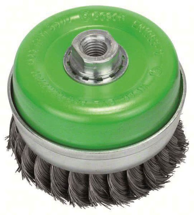 Bosch Topfbürste gezopfter Draht 100 mm M14 2608622105"rostfrei&quot