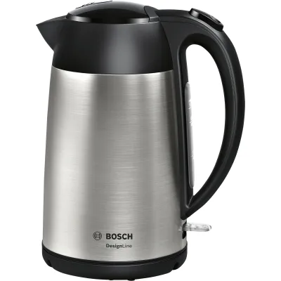 Bosch Wasserkocher TWK3P420 | kabellos | 1,7 Liter | Edelstahl | 2400W | Kalkfilter entnehmbar | 360°-Sockel | schwarz
