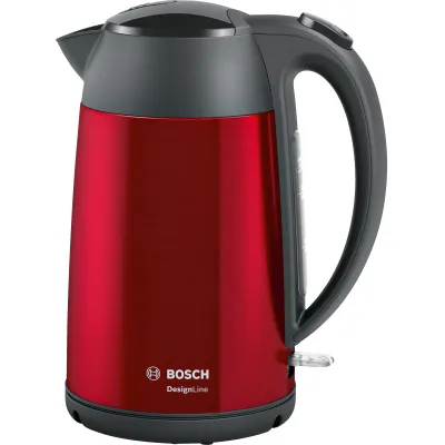 Bosch Wasserkocher TWK3P424 | 1,7 l | 2.400 W | Edelstahl | kabellos | Kalkfilter herausnehmbar | 360°-Sockel | rot
