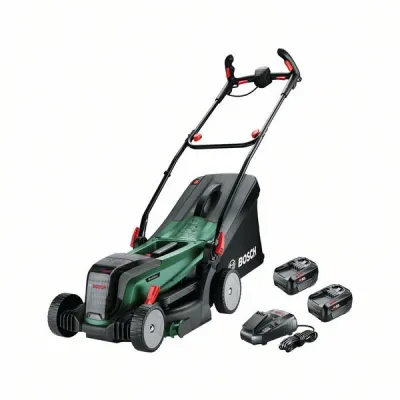 Bosch Akku-Rasenmäher Universal Rotak 2x18V-37-550 | 36V | 4,0Ah Akku | 37 cm Schnittbreite | 40 l Fangkorb | bürstenlos
