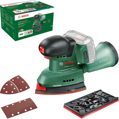 Bosch Akku-Multischleifer UniversalSander 18V-10 18V | ohne Akku & Ladegerät | Drehzahlregelung | Schleifplatten-Set