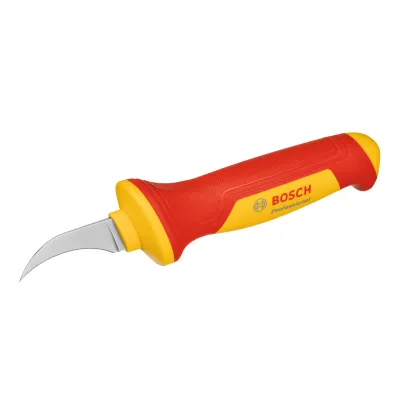 Bosch Professional VDE Abmantelungsmesser 1600A02NF6 | sichelförmige Edelstahlklinge | isoliert 1000V | Softgrip