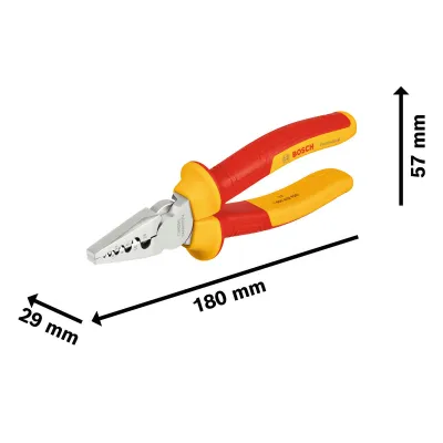 Bosch Professional VDE Crimpzange 180mm 1600A02NE6 | Aderendhülsen 0,25–16mm² | 9-fach verstellbar | ergonomisch