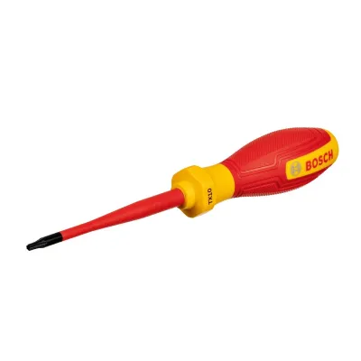 Bosch Professional VDE Schraubendreher 1600A02NC5 | Torx TX10 | isoliert bis 1000V | 75mm Klinge | Softgrip | rot/gelb