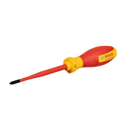Bosch Professional VDE Schraubendreher 1600A02ND1 | PZ1 x 100mm | isoliert 1.000V | Pozidriv | ergonomisch | rot/gelb