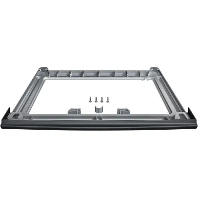 Bosch Verbindungssatz WTZ2741C für Waschmaschine und Trockner | für Geräte ab 55 cm Tiefe | 59,3x55,6 cm | schwarz/grau